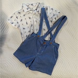 Gymboree Bunny and Carrots Baby Boy overall shorts outfit